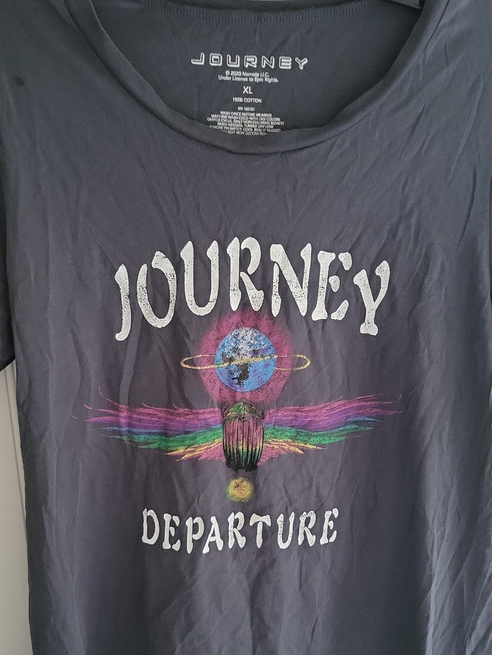 Journey "Departure" Graphic Band Tee - Gray with Colorful Print, XL
